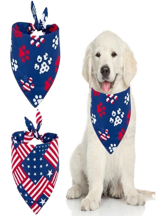 GeRRiT 2 Pack 4th of July Dog Bandanas, American Independence Flag Dog Bandana, Holiday Festival Accessories for Small, Medium, Large Dogs and Cats, Blue1 - Image 1